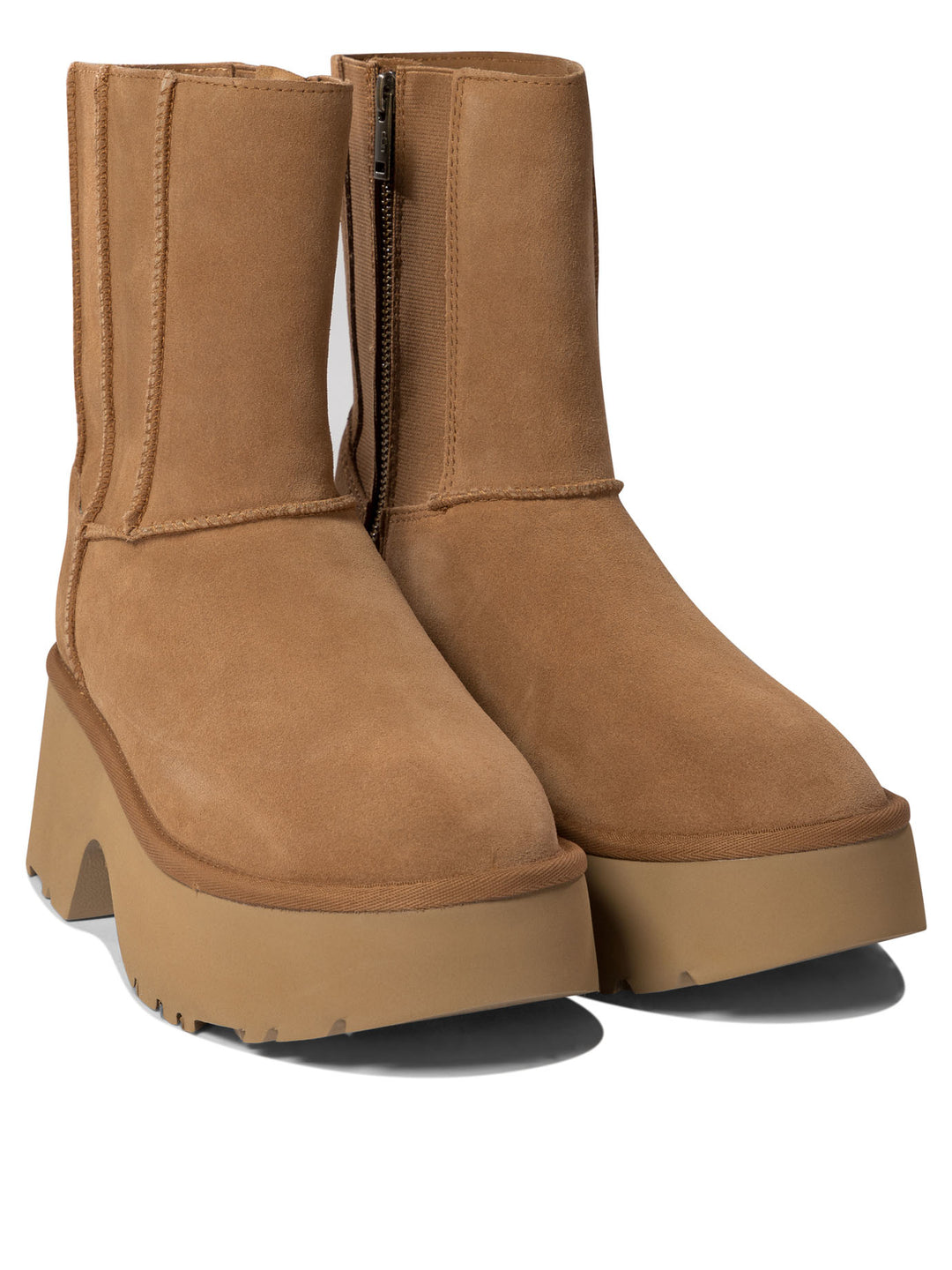 Classic Twin Seam New Heights Ankle Boots Beige