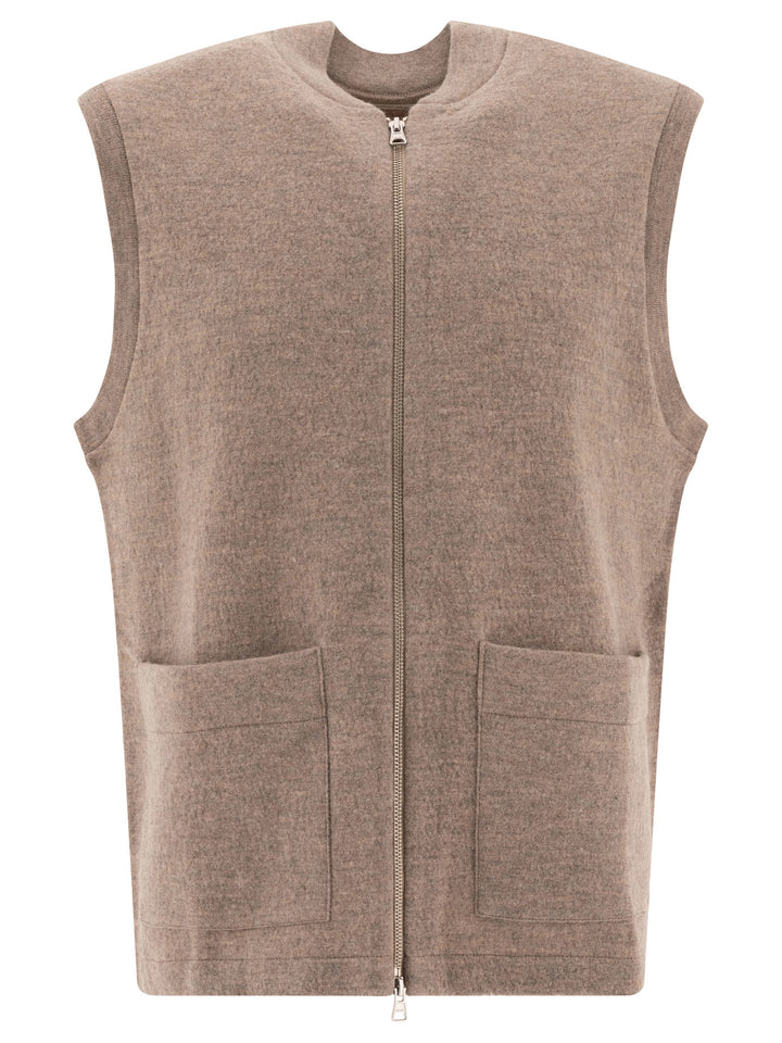 Boiled Wool Vest Knitwear Beige