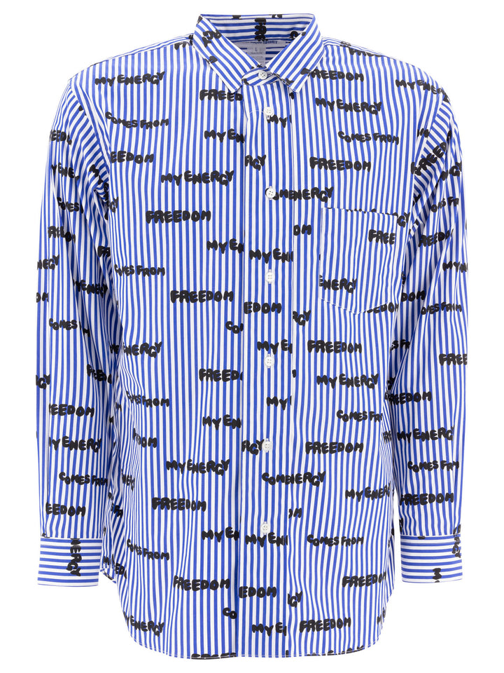 Printed Striped Shirt Shirts Blue