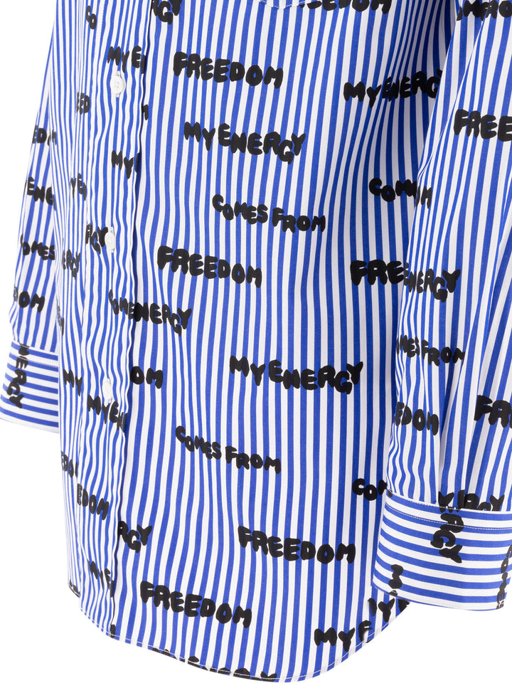 Printed Striped Shirt Shirts Blue