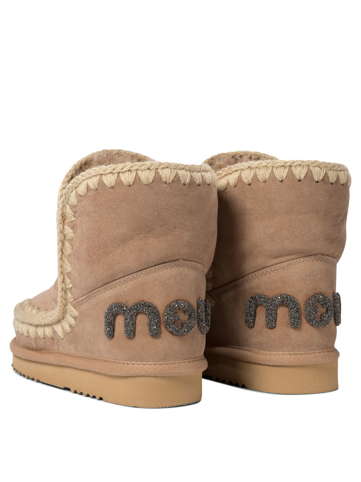 Eskimo 18 Glitter Logo Ankle Boots Beige