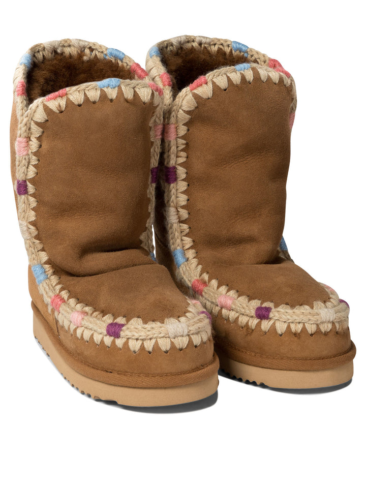 Eskimo 24 Overstitching Ankle Boots Brown