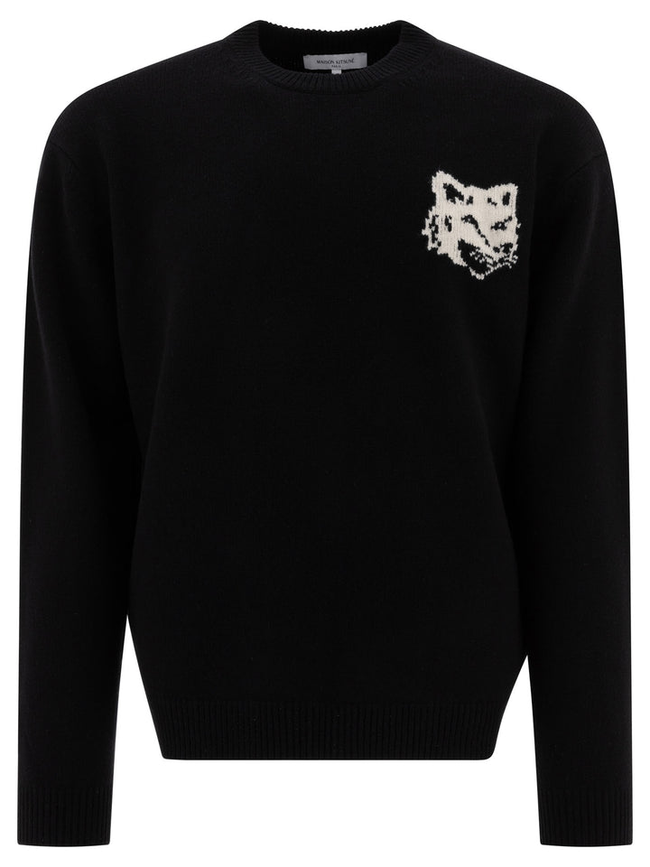 Fox Head Intarsia Knitwear Black