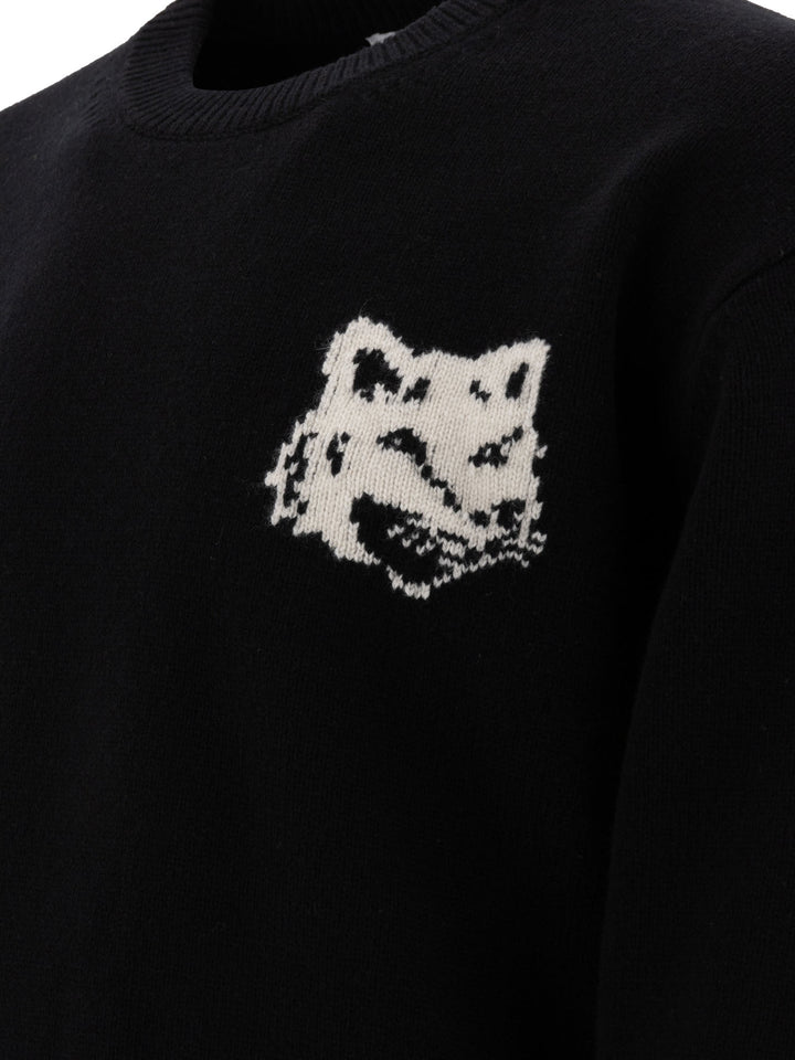 Fox Head Intarsia Knitwear Black