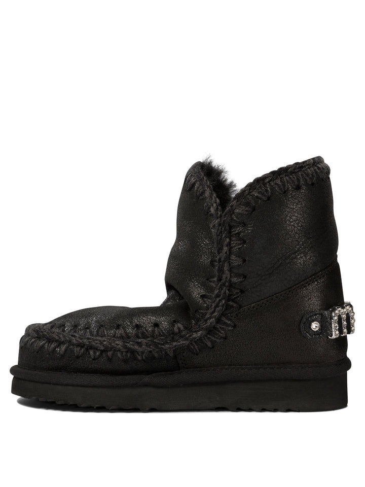 Eskimo 18 With Rhinestones Logo Ankle Boots Black