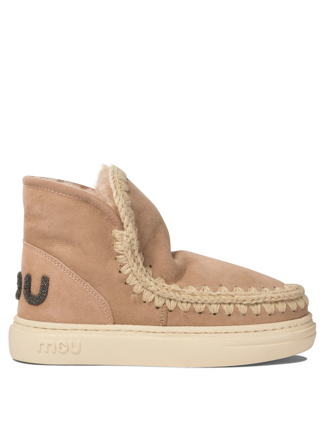 Eskimo Bold Glitter Logo Ankle Boots Beige