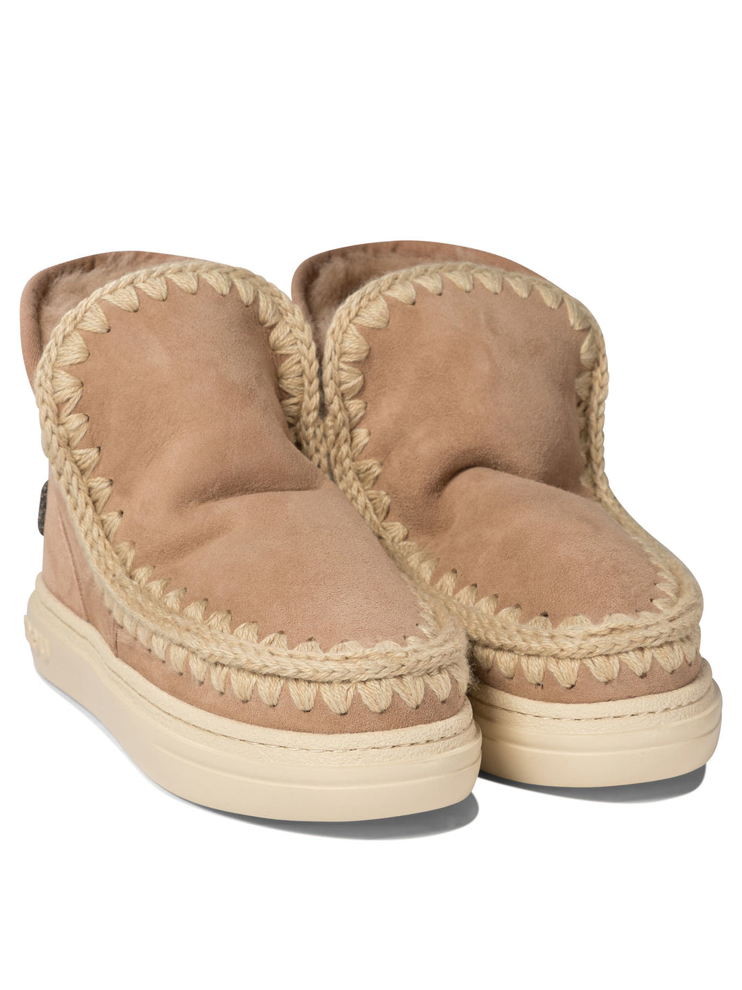 Eskimo Bold Glitter Logo Ankle Boots Beige