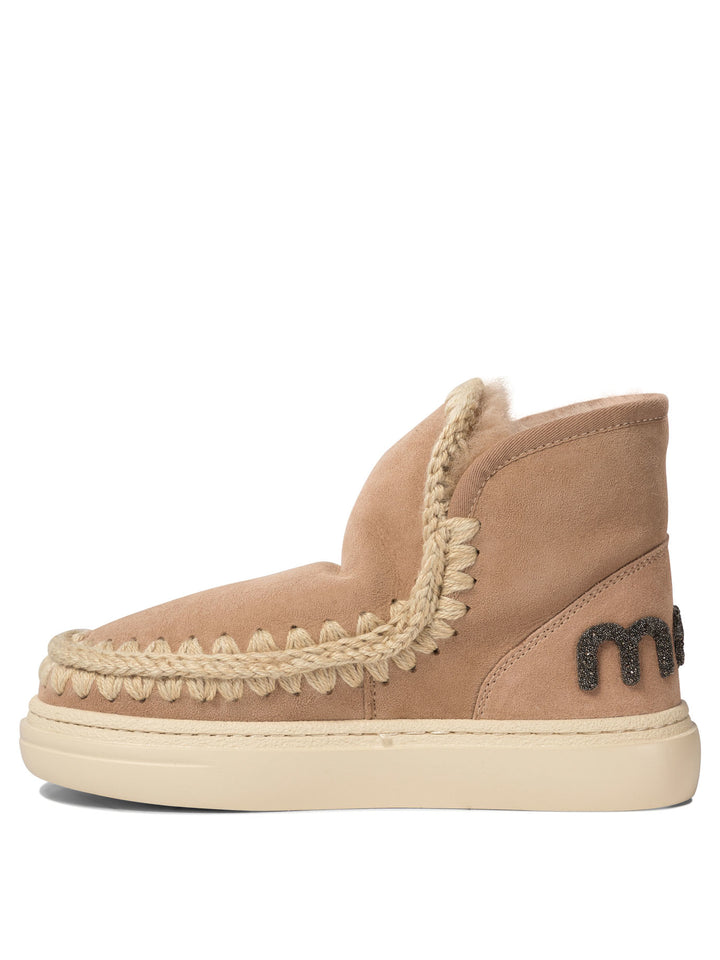 Eskimo Bold Glitter Logo Ankle Boots Beige