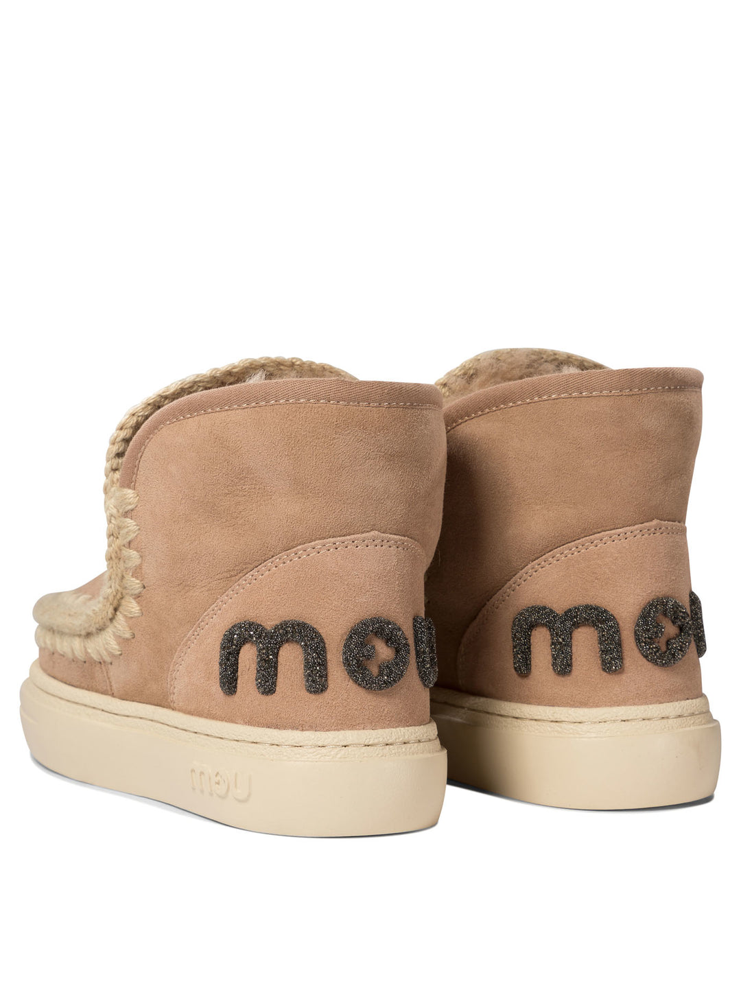 Eskimo Bold Glitter Logo Ankle Boots Beige