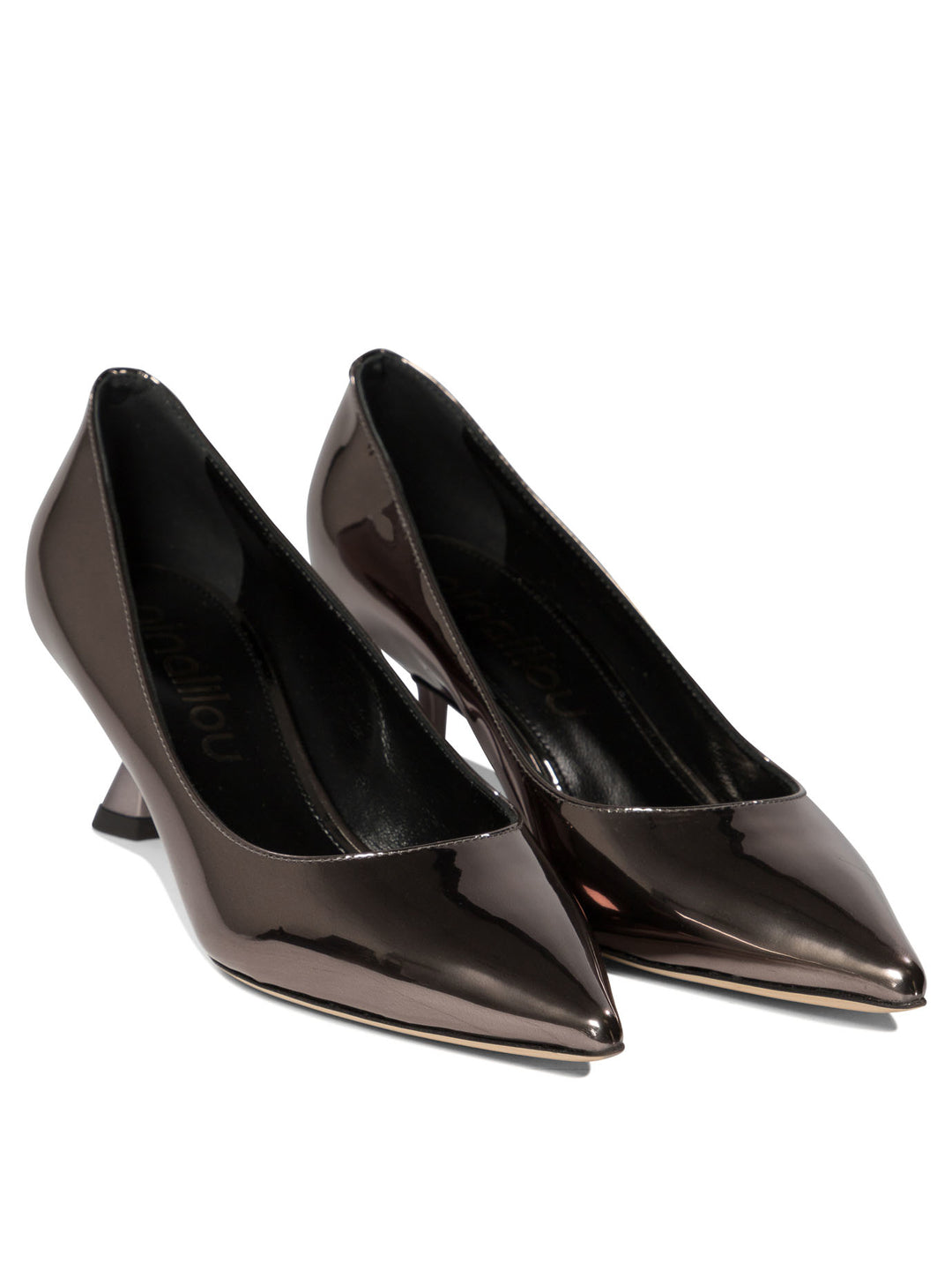 Pumps In Mirror Effect Leather Heeled Shoes Grey