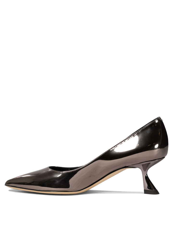 Pumps In Mirror Effect Leather Heeled Shoes Grey