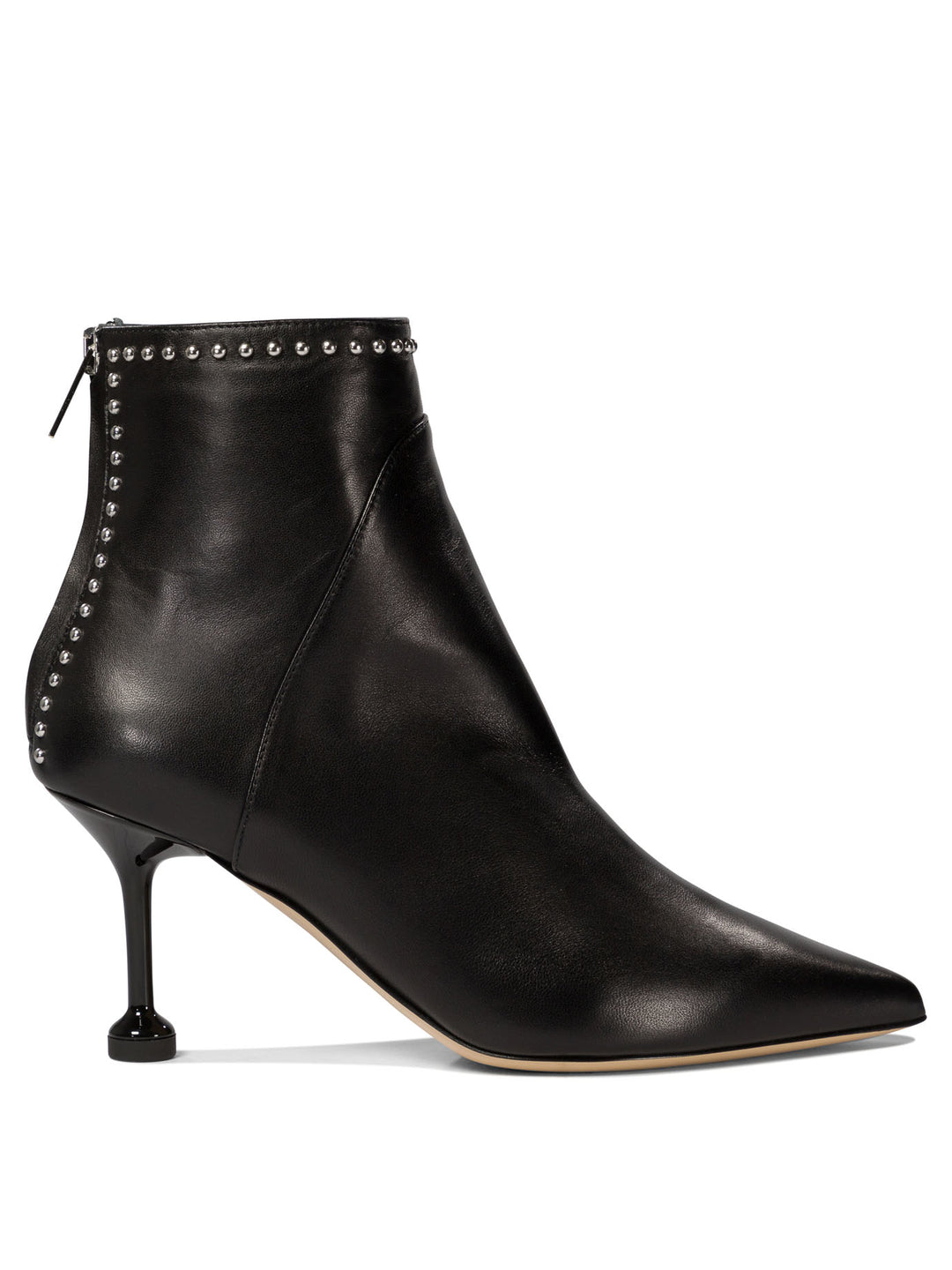 Zippered  With Studs Ankle Boots Black