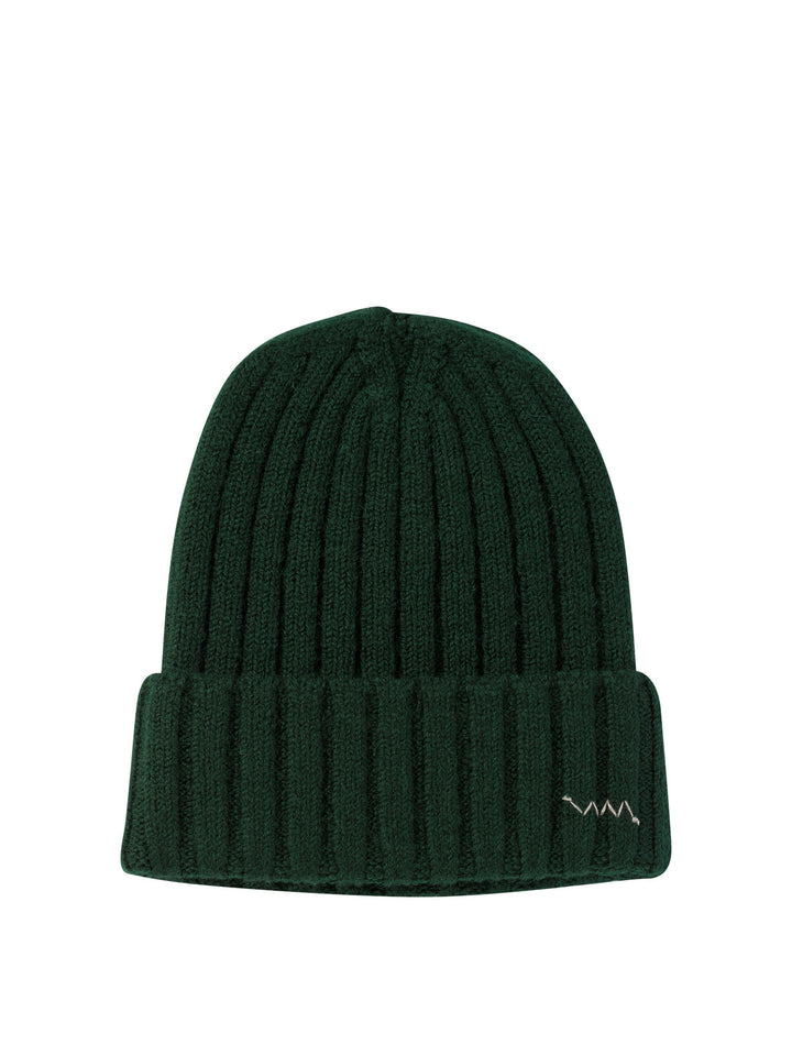 Knitted Beanie With Embroidered Logo Hats Green