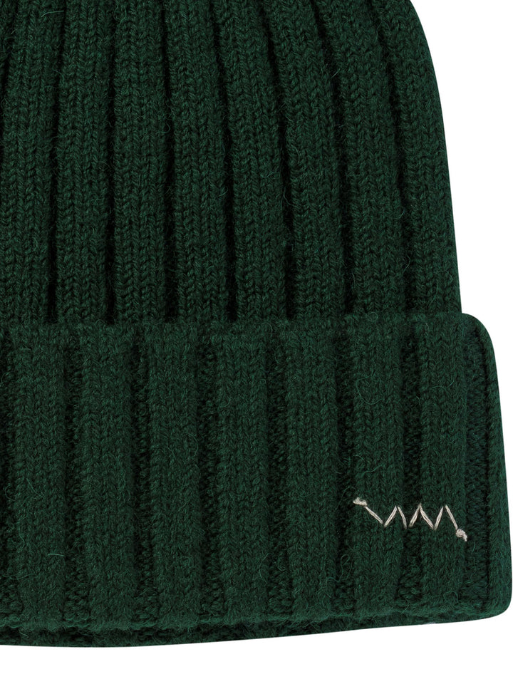 Knitted Beanie With Embroidered Logo Hats Green