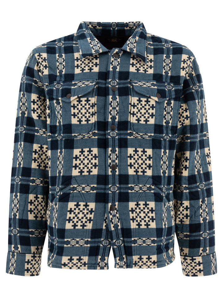 Patterned Jacquard Overshirt Jackets Blue