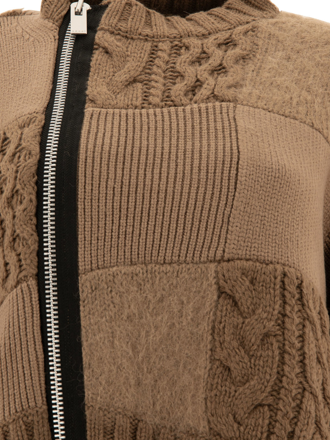 Patchwork Cardigan Knitwear Beige