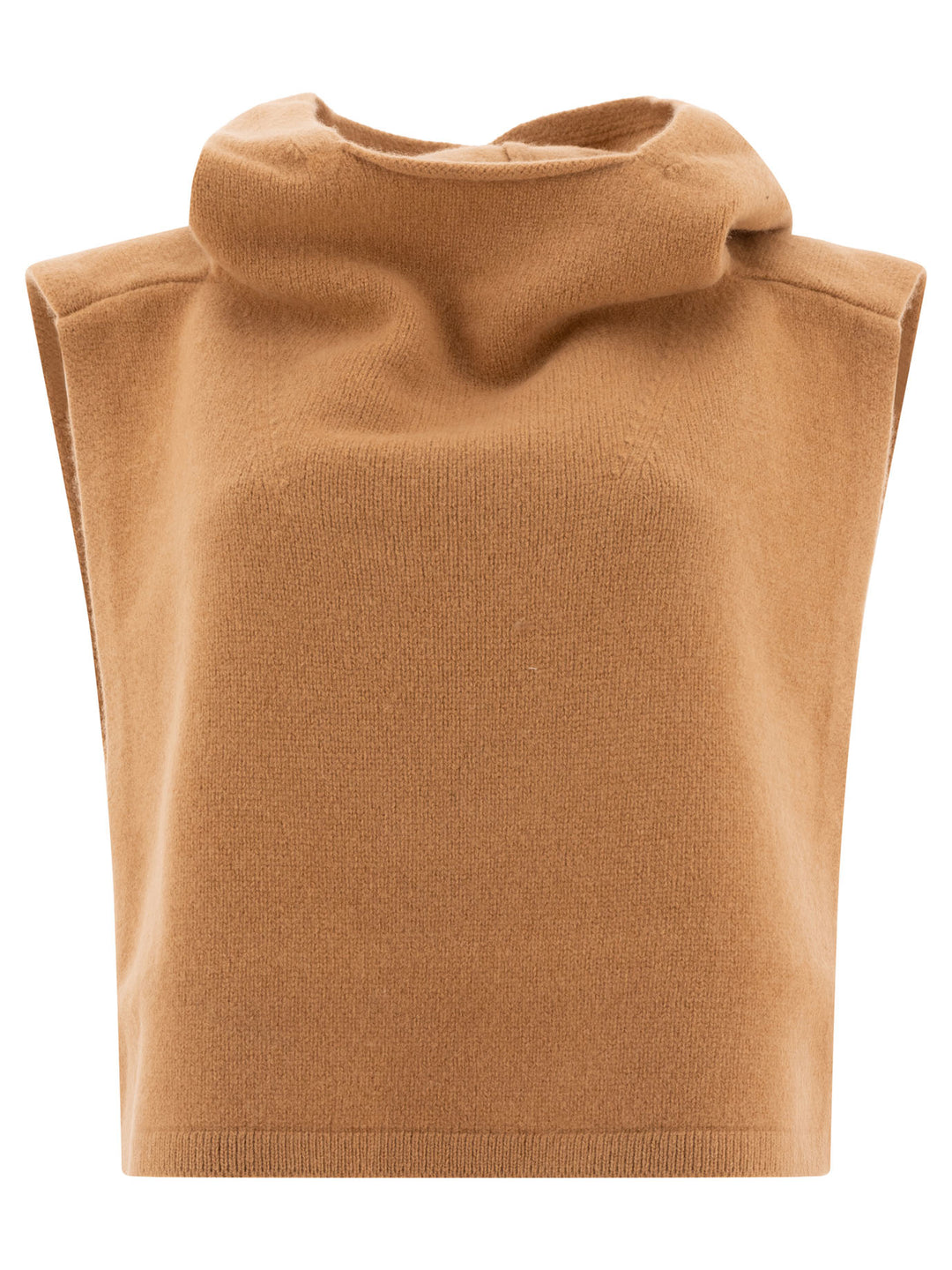 Hooded Bib In Wool And Cashmere Knitwear Beige