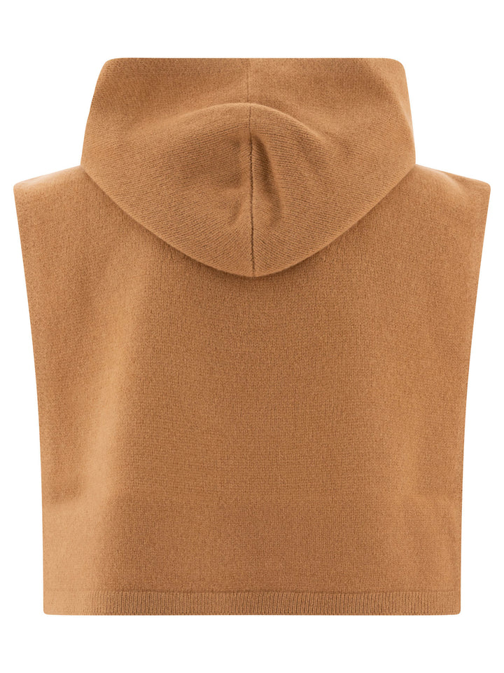 Hooded Bib In Wool And Cashmere Knitwear Beige