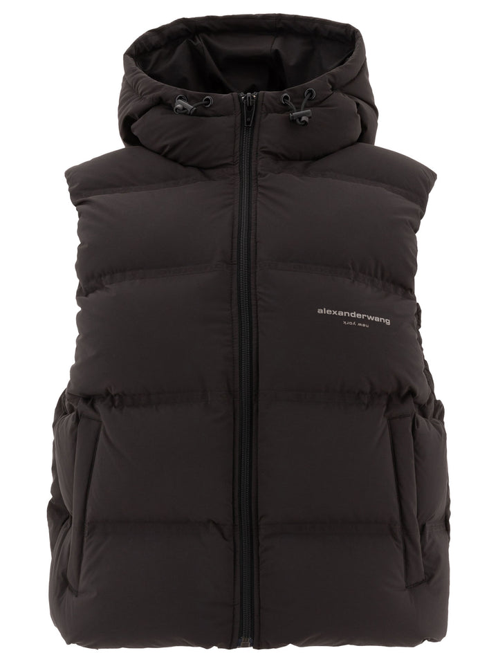 Down Vest With Logo Jackets Black