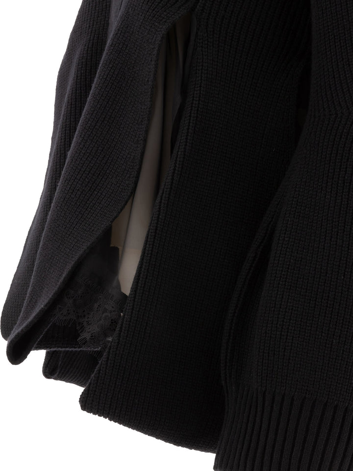 Wool Knit Cardigan Knitwear Black