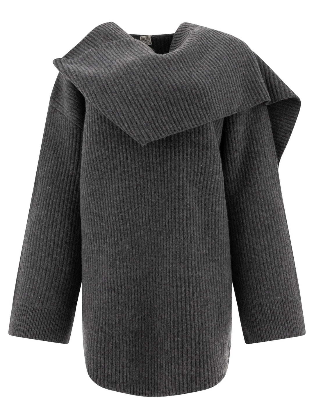 Ribbed Scarf Sweater Knitwear Grey