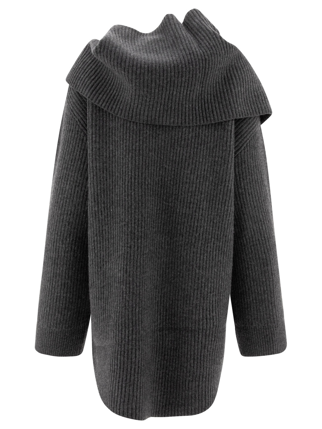 Ribbed Scarf Sweater Knitwear Grey