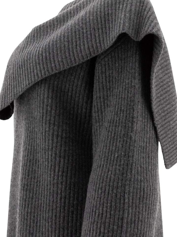 Ribbed Scarf Sweater Knitwear Grey