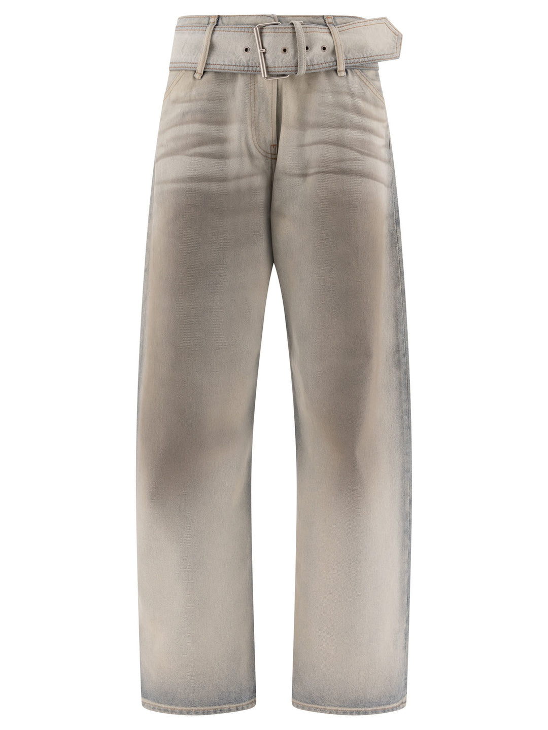 Coated Denim Jeans Beige