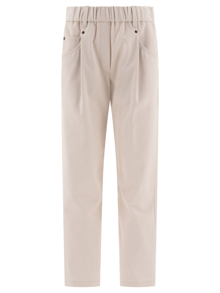 Shiny Bartack Trousers White