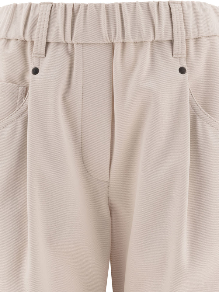 Shiny Bartack Trousers White