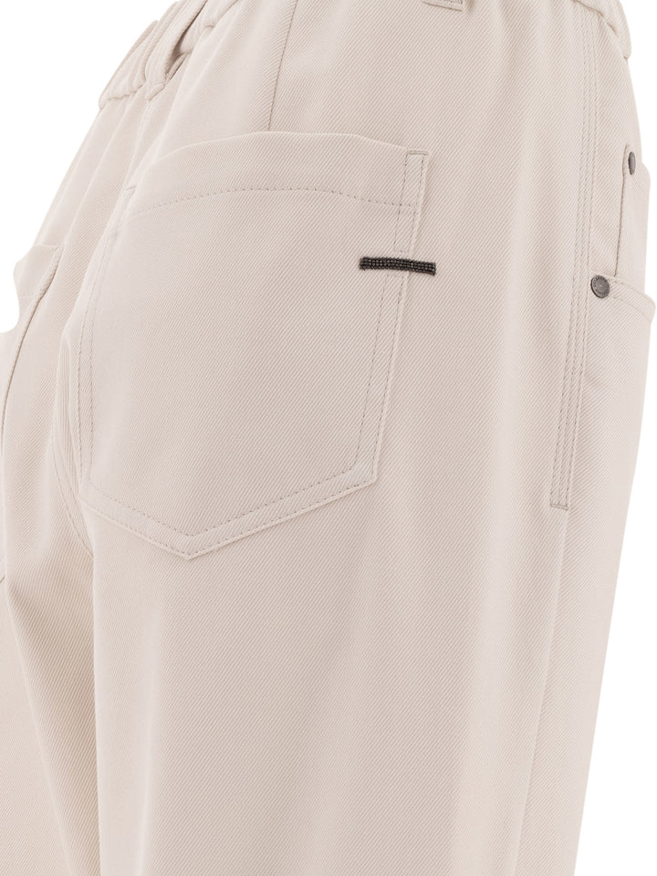 Shiny Bartack Trousers White