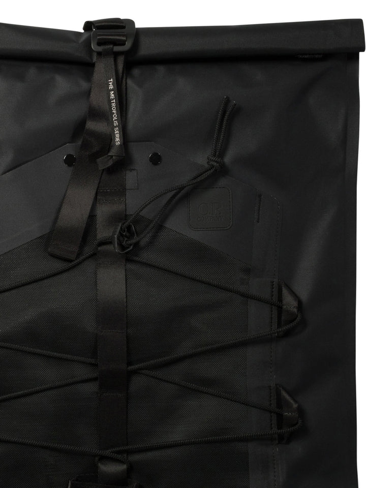 The Metropolis Series Rubber Reps Rolled Backpacks Black