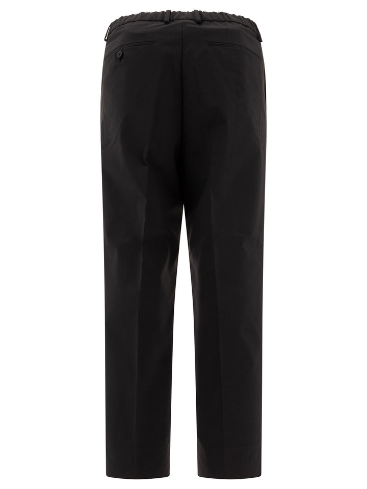 Wool Blend Twill One Tuck Trousers Black