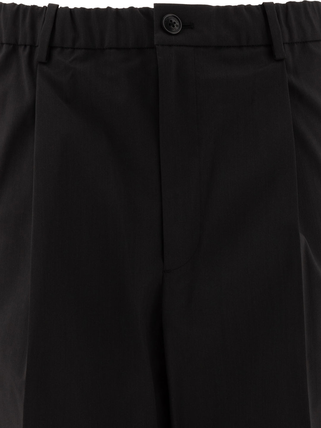 Wool Blend Twill One Tuck Trousers Black