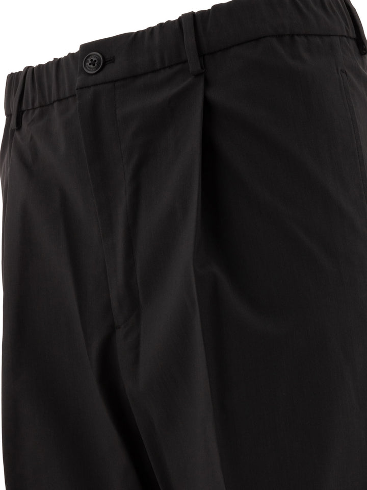 Wool Blend Twill One Tuck Trousers Black