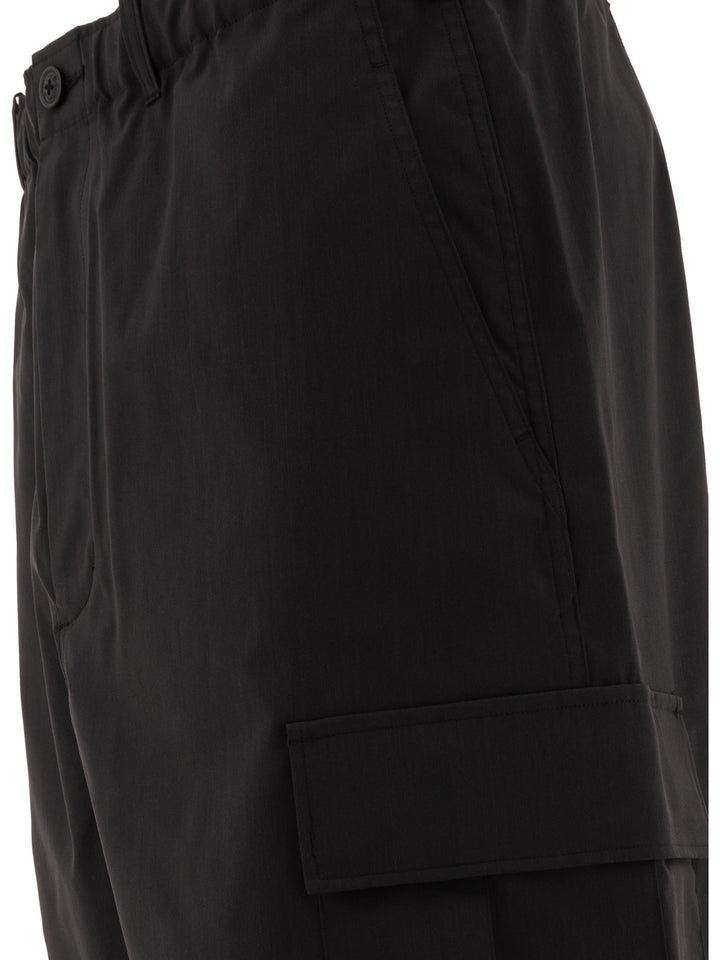 Wool Blend Twill Trousers Black