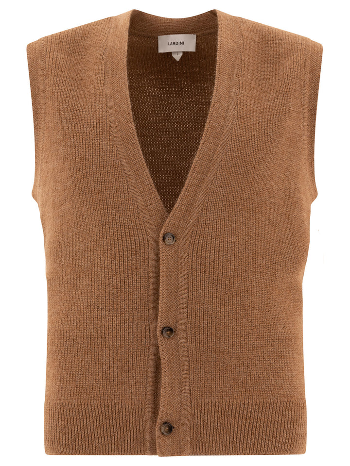 Wool And Alpaca Vest Knitwear Brown