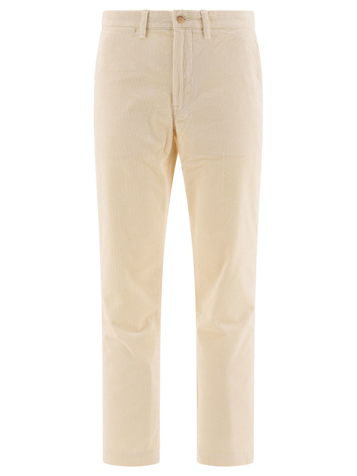 Straight-Leg Corduroy Trousers Beige