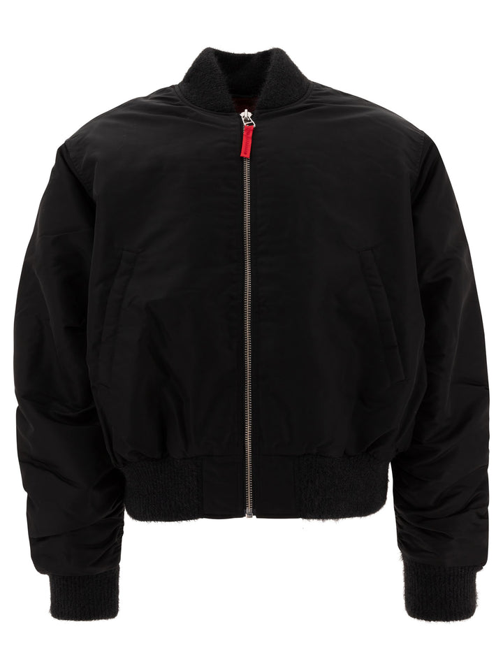 Nylon Bomber Jacket With Logo Jackets Black