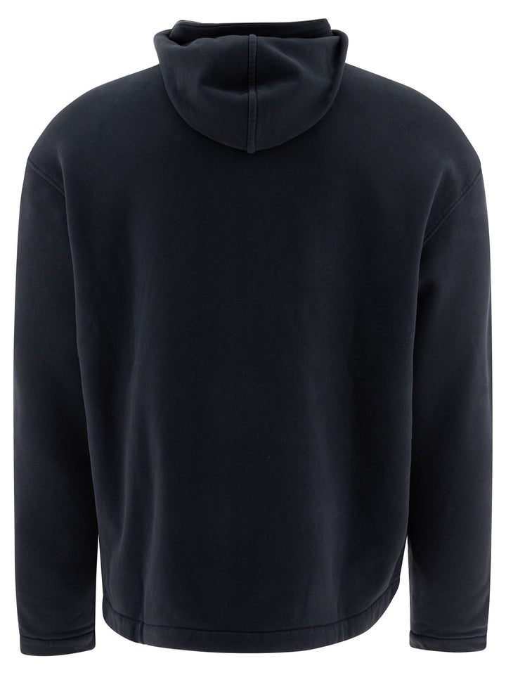 Brushed And Emerized Diagonal Fleece Sweatshirts Blue