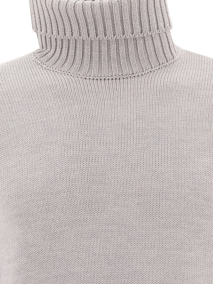 Virgin Wool Turtleneck Sweater Knitwear Grey