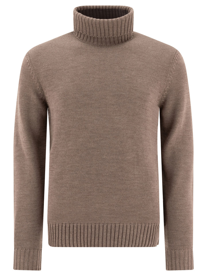 Virgin Wool Turtleneck Sweater Knitwear Beige