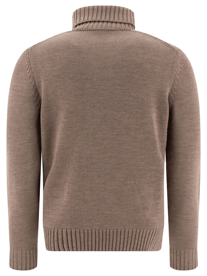 Virgin Wool Turtleneck Sweater Knitwear Beige