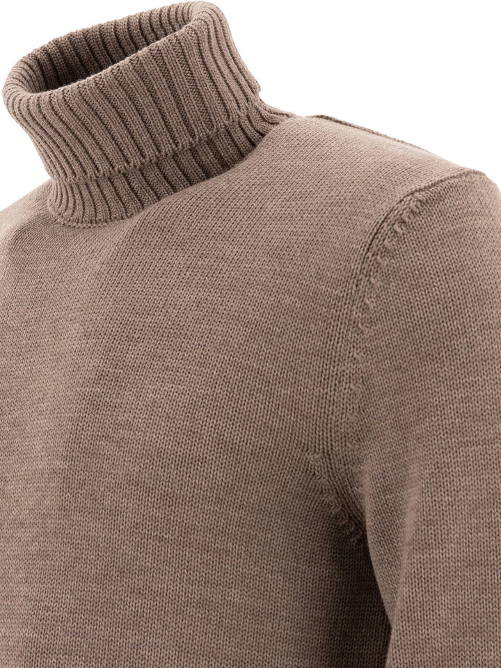 Virgin Wool Turtleneck Sweater Knitwear Beige