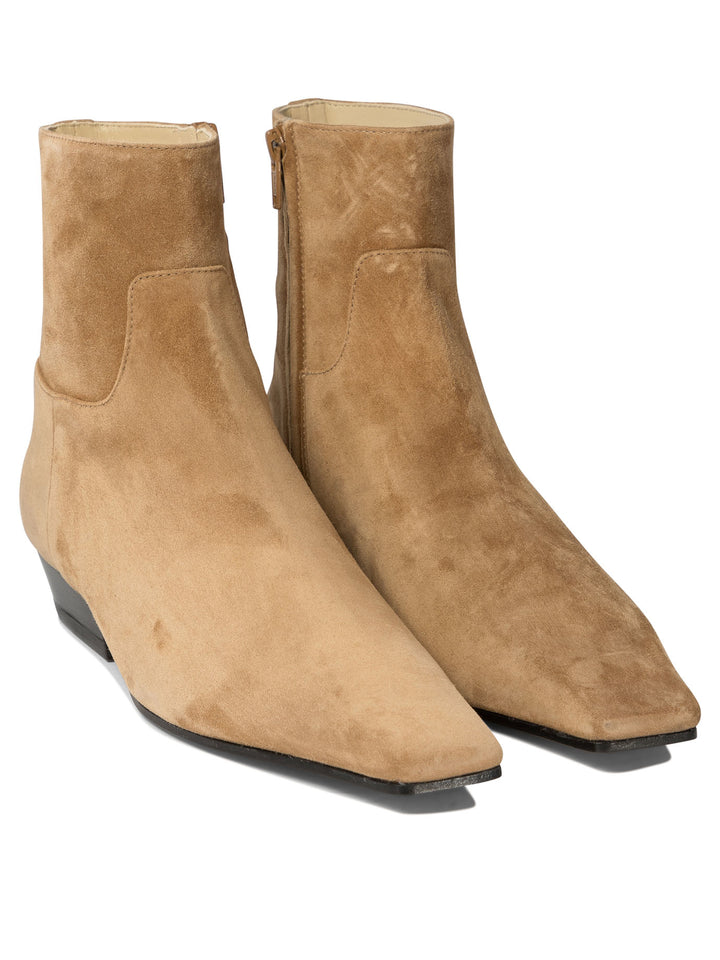 Marfa Flat Ankle Boots Beige