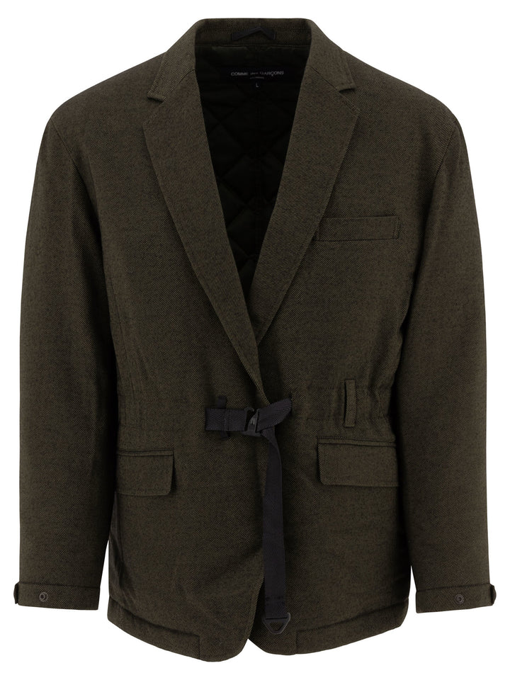 Blazer With Self-Tie Fastening Jackets Green