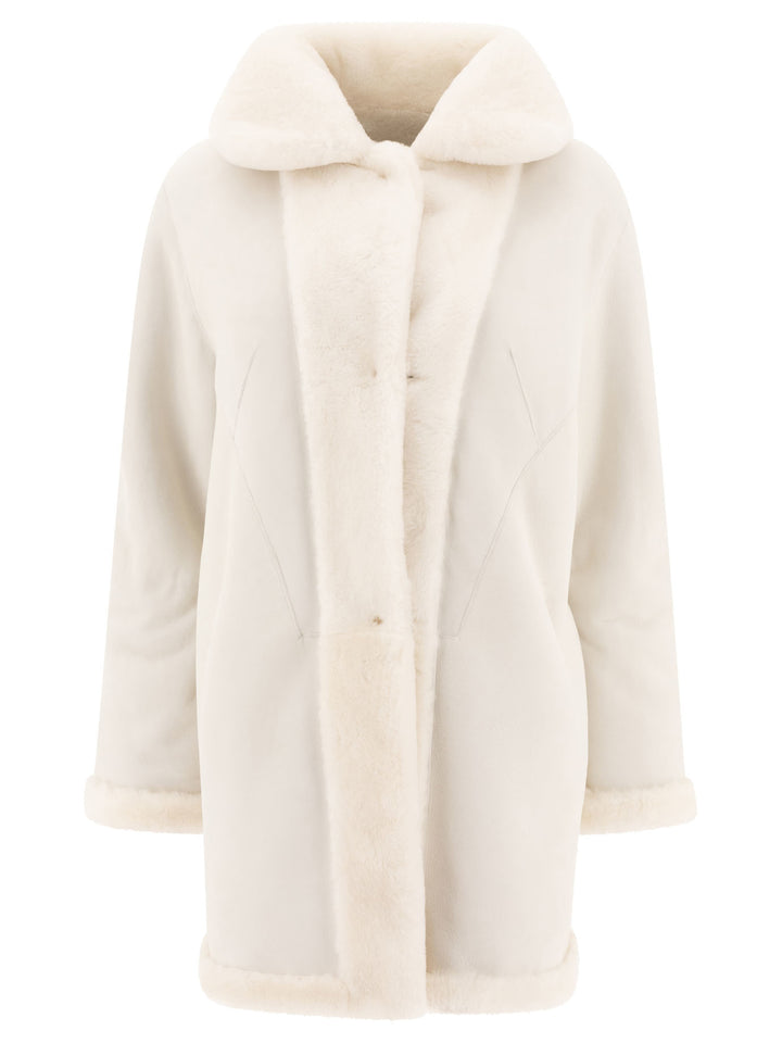 Reversibile Shearling Coat Coats White