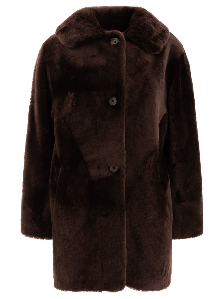 Reversibile Shearling Coat Coats Brown