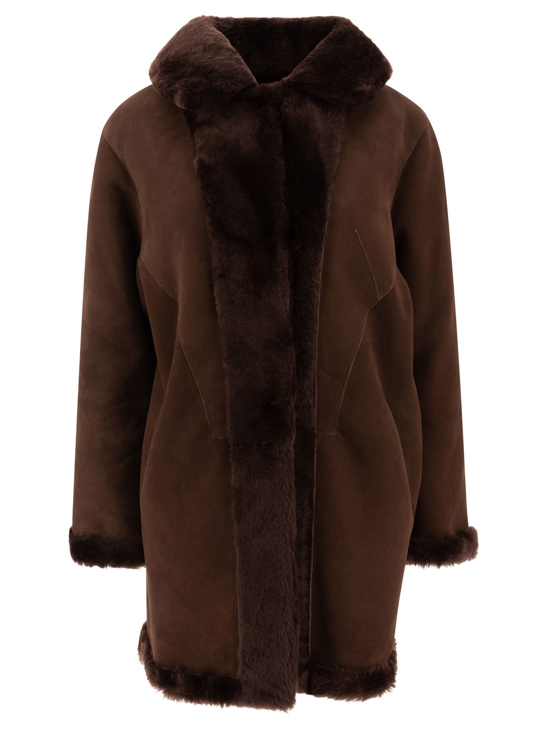 Reversibile Shearling Coat Coats Brown