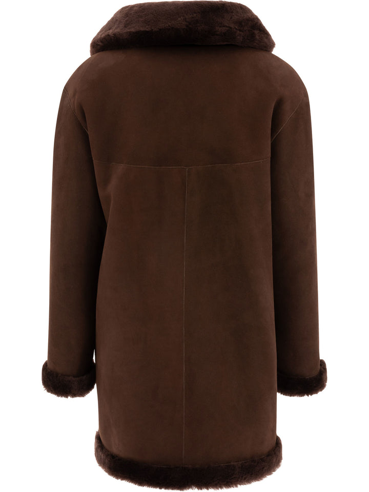 Reversibile Shearling Coat Coats Brown